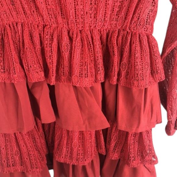 ML Kids Red Lace Dress - Picture 4 of 6